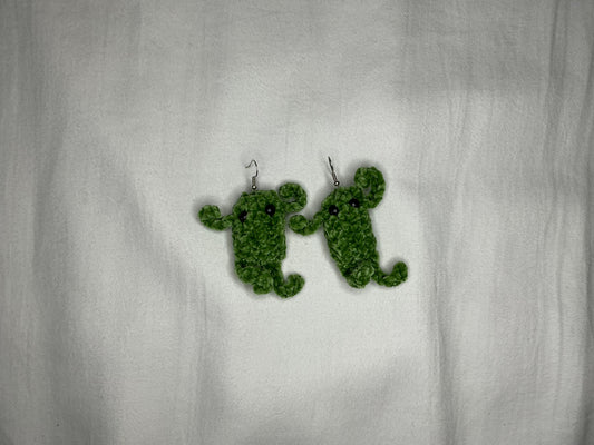 Crochet frog earrings